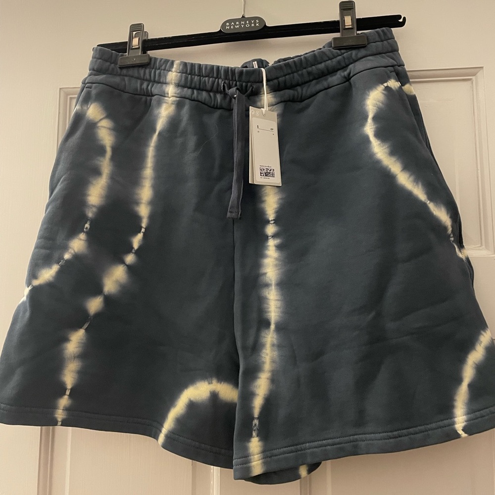 COS navy tie dye drawstring shorts